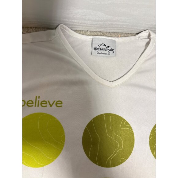 Vapor Apparel Believe & You Will Achieve Graphic T-Shirt Med V Neck White Green - Picture 2 of 9